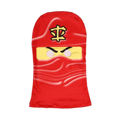 Boys Japanese Ninja Costume with Cartoon Anime Print Red Jumpsuit, Mask and Ninja Fork Accessory Set Halloween Dress Up Party