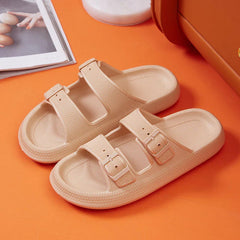 Fashion Buckle Thick Platform Slippers Women Home Soft Sole eva Cloud Slides Sandals Woman 2023 Summer Non Slip Beach Flip Flops