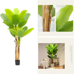 Bird of Paradise Artificial Plants Tree Tropical Faux Banana Silk Tree Fake Banana Leaf Plant with Stalks for Home Office Decor