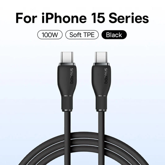 Baseus PD 100W USB C To USB Type C Cable For Macbook Fast Charging Charger Wire Cord For iPhone 16 15 Type-C Cable For Xiaomi