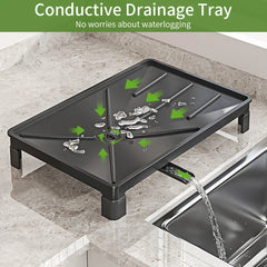 Black Single Layer Dish Rack, Drainer Rack, Dish Drying Rack,Steel Plate and Bowl Organizer, 50 x 25 x 20 cm