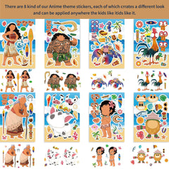 Disney Moana 2 Make a Face Puzzle Stickers Party Favors Gifts DIY Cartoon Sticker Goodie Bag Pinata Fillers Party Decoration