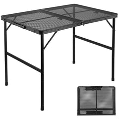 Grill Table For Outside,Lightweight Aluminum Folding Portable Metal Mesh Outdoor Grill Table For Camping Cooking BBQ RV Picnic