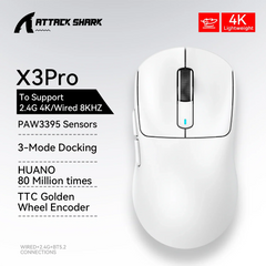 Attack Shark X3Pro X3 Wireless Mouse Lightweight PAW3395 26000dpi Tri-Mode Connection Macro Gaming Mouse for Win/Xbox/PS/Mac