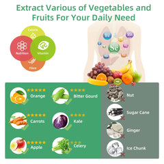 BioloMix Cold Press Juicer with 78mm Feed Chute, 200W 40-65RPM Powerful Motor Slow Masticating Juice Extractor Fits Whole Fruits