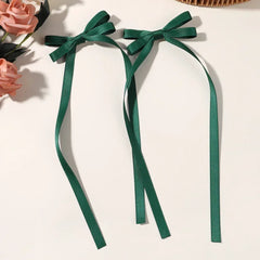 2pcs 2024 New Cute Ribbon Bow Headband Long Tassel Hair Clip Women's Hair Accessories Girls Party Headwear Side Clips Wholesale