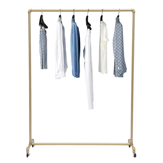 Floor Standing Galvanized Pipe Clothing Rack With Wheels 120*40*160cm Coat Rack For Family Clothes Display