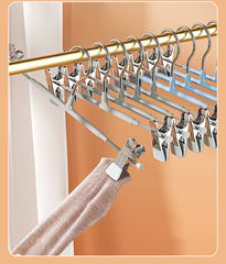 5-10pcs Clothes Rack With Adjustable Clip Anti-Slip Metal Windproof Clothes Hanger Pants Jacket Skirt Clip Closet organizer