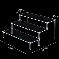 Acrylic Riser Display Stand Perfume Organizer Shelves for Amiibo Funko Figures Toys Cupcake Desserts Collection Cosmetic Jewelry