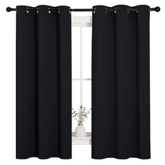 Blackout Curtains 2 Panels Thermal Insulated Grommet Darkening Drapes Solid Black Long Curtain for Bedroom Window Living Room