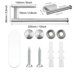 Adhesive Toilet Roll Paper Holder Organizer Wall Mount Storage Stand Kitchen Bathroom No Drill Tissue Towel Dispenser Stainless