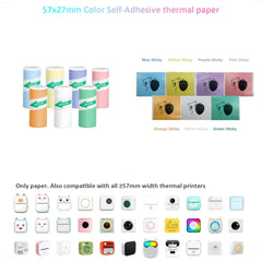 Mini Printer Color Sticker Thermal Paper Label Paper Sticker Photo Papers For PeriPage PAPERANG Poooli 57mm width Photo Printer