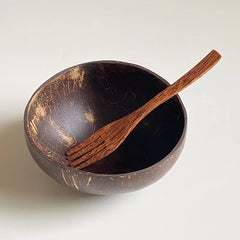 Natural Coconut Bowl Wooden Handmade Coconut Bowls for Eating Tableware Fork Spoon for Dessert Fruit Salad Mixing Rice