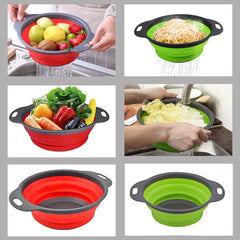 Silicone vegetable and fruit cleaning and drainage basket cleaning basket Folding water filter net Kitchen Gadgets