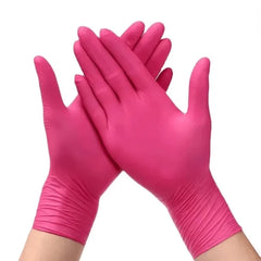 50/100PCS Disposable Pink Nitrile Gloves for Hairdressing Manicure Washing Cars Waterproof Dishwashing Kitchen Tools Latex Free