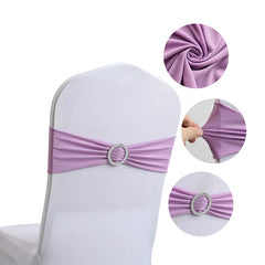 10pcs High-end Hotel Wedding Decoration Butterfly Knot Backrest Flower Spandex Chair Ribbon Chair Cover Elastic Strap