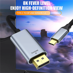 Vothoon USB C to DisplayPort 1.4 Cable 8K@60Hz 4K@120Hz Aluminum USB Type C to DP Cable for Home Office Laptops