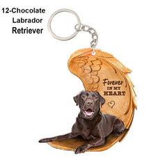 Dog Memorial Keychain - Forever In My Heart Angel Pendant Pet Jewelry Gift