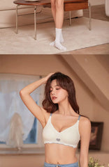 3Pcs Adjustable Beauty Back Bra Intimates Gather No Steel Ring Sports Anti-Sagging Bra French Color Contrast Seamless Underwear