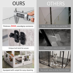 Tempered Glass Dog Puppies Playpen, Indoor Pet Whelping Pen Box Cage, Exercise Fence, with Waterproof Fertility Pad, 8 Panels