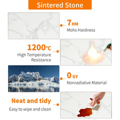 Extensible Dining Table Marble Top and Metal Frame Home Rectangular Kitchen Modern Furniture No Chairs