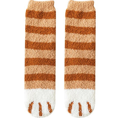 Autumn Winter Coral Velvet Socks Cute Cat Claw Socks For Women Children Girls Middle Tube Thickened Sleep Socks Home Floor Socks