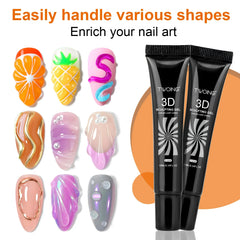 3pcs 3D Nail Art Gel - DIY Designs,Waterproof Sculpting gel,Waterproof Nail Art Design Gel for Intricate Carvings & Shapes 10ml