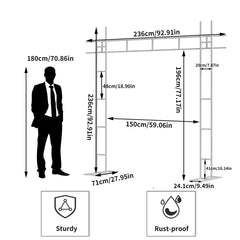 93 Inch Heavy Duty Wedding Arch Garden Plant Archway Backdrop Stand for Outdoor Party Ceremony