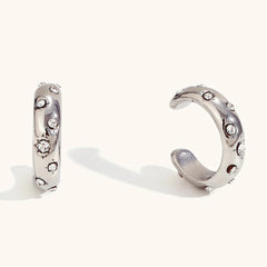 Minimalist Shiny Zircon Mini C Shape Ear Cuff Waterproof Trendy Women's Earrings 2024 Luxury Quality Stainless Steel Jewelry