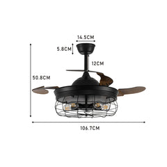 KOMORE Modern Style Indoor Round Ceiling Fan with Light and Remote, 3 Colour Temperature for Office, Living Room, Bedroom