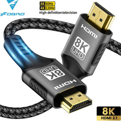 FDBRO 8K HDMI 2.1 Cable 4K@120Hz 8K@60Hz HDMI2.1 Cable 48Gbps Adapter For RTX 3080 eARC HDR10+ Video Cable PC Laptop TV box PS5