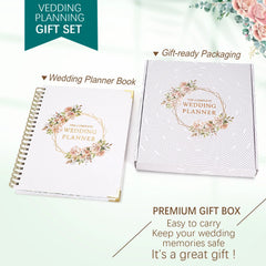 Bride's Wedding Planner&Organizer Wedding Planner Gold Foil Hardcover with Metal Corner+Countdown Calendar Engagement Diary Gift