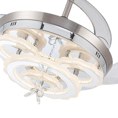 KOMORE Modern Style Indoor Round Ceiling Fan with Light and Remote, 3 Colour Temperature for Office, Living Room, Bedroom