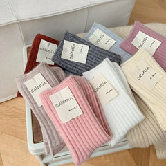 2024 New Winter Cashmere Wool Women Socks Casual japanese fashion Solid Color Thicker Long Sock Girls Thermal Warm Crew Sock
