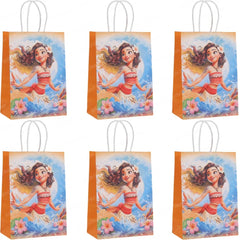 6/12Pcs Disney Moana Gift Bags Ocean Princess Birthday Party Paper Candy Treat Goody Bag Girls Favors Baby Shower Decorations