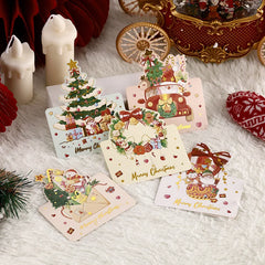 18/12/6PCS Greeting Cards With Envelope Friend Family Blessing Postcard For Birthday New Year Christmas Gifts Xmas Decoration