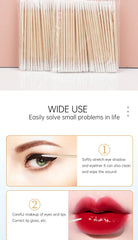 100/300 Pcs Disposable Ultra-small Cotton Swab Brush Lint Free Micro Wood Makeup Brushes Eyelash Extension Glue Removing Tools