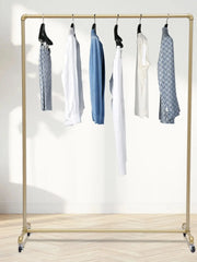 Floor Standing Galvanized Pipe Clothing Rack With Wheels 120*40*160cm Coat Rack For Family Clothes Display