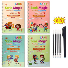 Magic Writing Book in Portuguese Calligraphy Notebook Montessori Kids Reusable Educational Calligraphic Letter Practice Toy