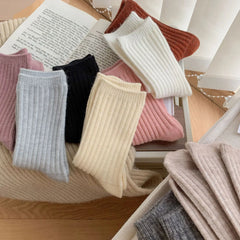 2024 New Winter Cashmere Wool Women Socks Casual japanese fashion Solid Color Thicker Long Sock Girls Thermal Warm Crew Sock