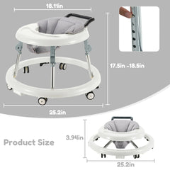 Baby Walker Foldable with 5 Adjustable Heights, Baby Walkers and Activity Center for Boys Girls Babies 7-18 Months, Baby Walker
