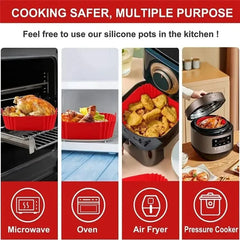 1PC Reusable Airfryer Pan Liner Accessories Silicone Air Fryers Oven Baking Tray Pizza Fried Chicken Airfryer Silicone Basket
