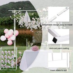 Stereoscopic White Garden Arch Arbor, Super Strong Metal Wedding Arch Decor, Outdoor Pergola Trellis