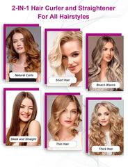 2-in-1 Hair Straightener and Dryer Combo - Negative Ion Heating Flat Iron for Quick, Long - Lasting Hair Styling at Home,salon