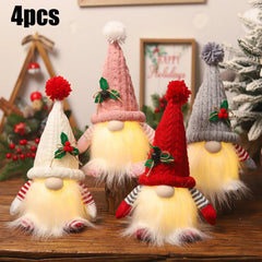 1~4pcs 2024 Christmas Doll Elf Knitted Gnome with Led Night Light Christmas Decorations for Home Xmas Navidad New Year 2025 Gift