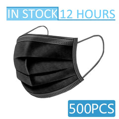 Black Disposable Mask Industrial 3 Layer Ply Filter Mask Adult Adjustable Mouth Face Masks Mascarillas Quirurgicas Homologadas