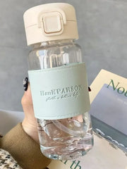 500ml Water Bottle with Straw Pop-Up Cover Leak-Proof Drinkware for Drinking Sippy Portable Cute Plastic Drinking Bottle