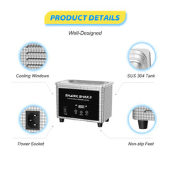 800ml Household Digital Ultrasonic Cleaner 30W/60W Stainless Steel Bath Degas Ultrasound Washing for Watches Jewelry