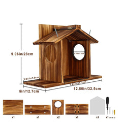 Carbonized Wood Squirrel Feeder for Outside Winter Durable Chipmunk House Box