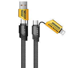 2024 New Mecha Four-in-one 6A Fast Charging Data Cable Yellow and Black Braided Double Typec Two-to-two Charging Cable